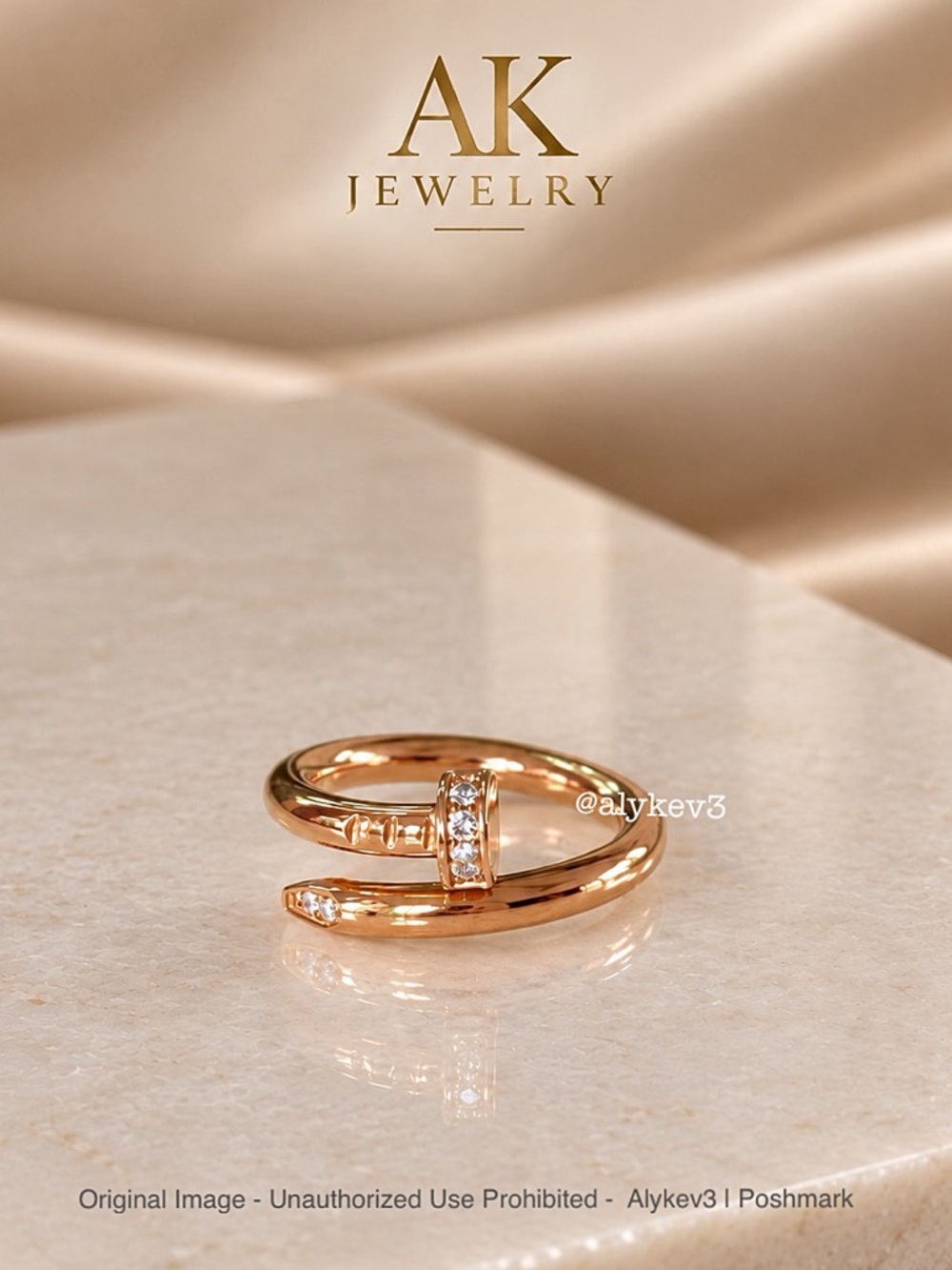 💎LUXURY RING 18k Rose Gold Nail Wrap Ring with Pavé Crystals | by AK Jewelry™